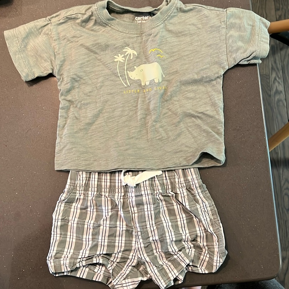 Carters 6month old boy shorts and tee set